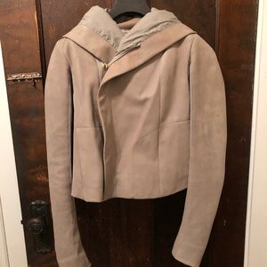 Rick Owens Hooded Biker Leather Jacket US sz 8